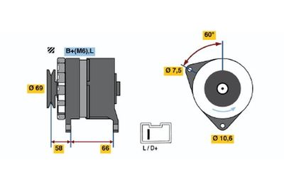 Генератор BOSCH 0 986 037 051 для CITROËN C35