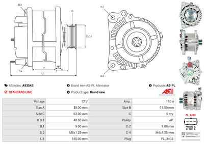 GENERATOR / ALTERNATOR AS-PL A9354S 4