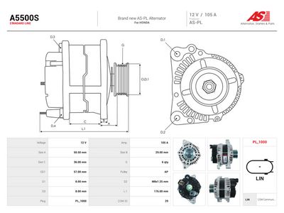 Laturi AUTOSTARTER A5500S – MITSUBISHI, HONDA