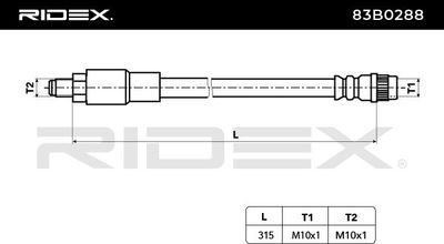спирачен маркуч RIDEX 83B0288