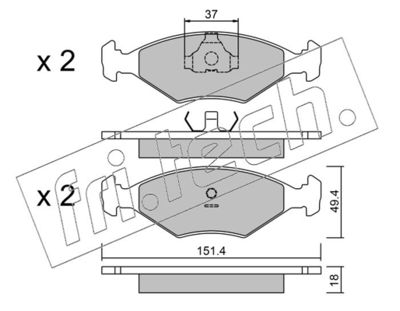Комплект тормозных колодок, дисковый тормоз fri.tech. 059.2 для FIAT DUNA