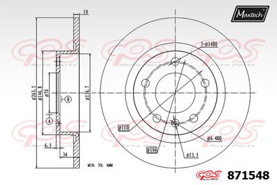 MAXTECH 871548 Тормозные диски  для ALFA ROMEO GIULIETTA (940_) 1.4 TB (940.FYA1A)