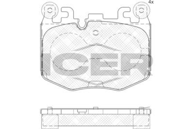 комплект спирачно феродо, дискови спирачки ICER 182499