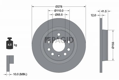 спирачен диск PAGID 54185NC