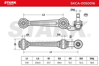 носач, окачване на колелата STARK SKCA-0050016