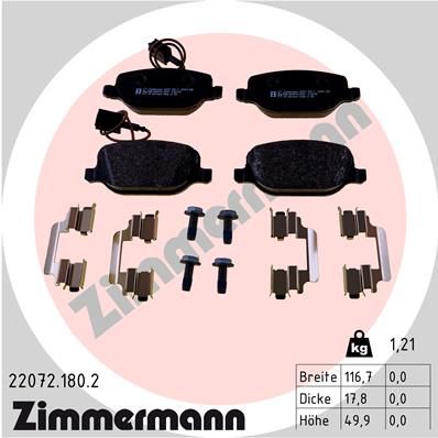 ZIMMERMANN 22072.180.2 Тормозные колодки и сигнализаторы  для ALFA ROMEO 4C (Альфа-ромео 4к)