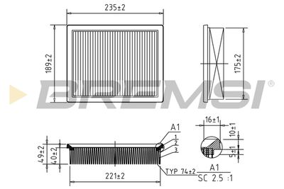 Воздушный фильтр BREMSI FA0571 для FIAT MULTIPLA