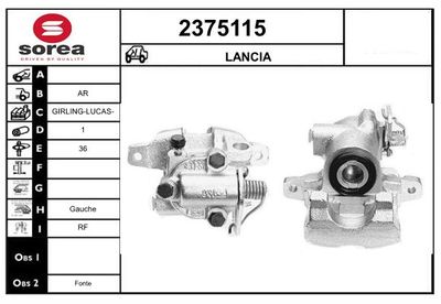 Тормозной суппорт EAI 2375115 для LANCIA GAMMA