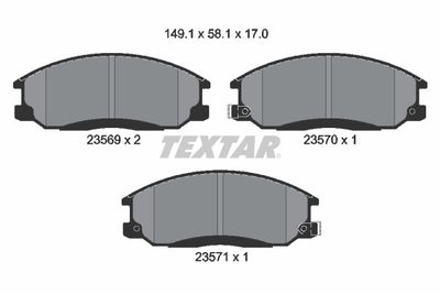 Комплект тормозных колодок, дисковый тормоз TEXTAR 2356901 для HYUNDAI TRAJET