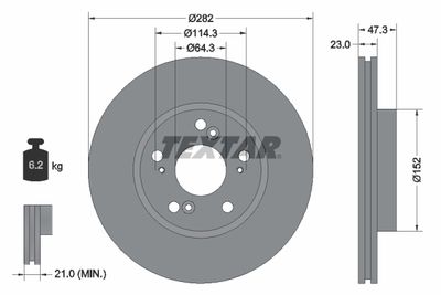 Тормозной диск TEXTAR 92128400 для HONDA CR-Z