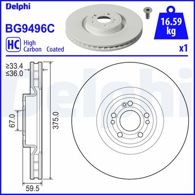 Bromsskiva DELPHI BG9496C