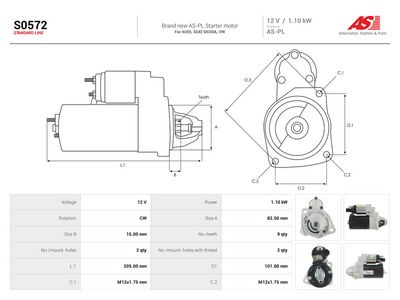 Starter AUTOSTARTER S0572 for VW
