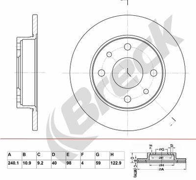 Тормозной диск BRECK BR 002 SA100 для FIAT MERENGO
