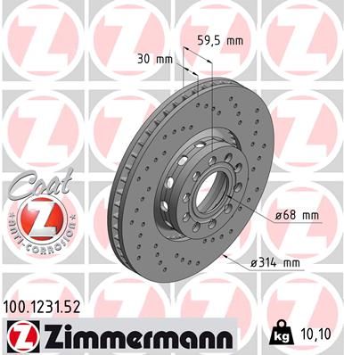 Тормозной диск ZIMMERMANN 100.1231.52