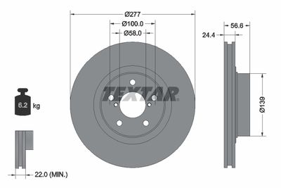 Тормозной диск TEXTAR 92094603 для TOYOTA GT