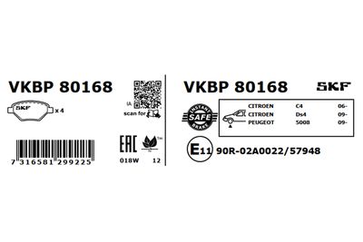 Brake Pad Set, disc brake VKBP 80168