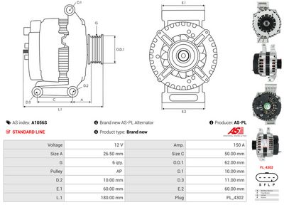 GENERATOR / ALTERNATOR AS-PL A1056S 4