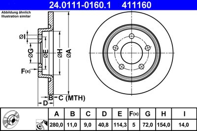 Тормозной диск ATE 24.0111-0160.1 для MAZDA 5
