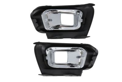 Voorbumper afdekking Voor Links/Rechts (2 st. set  met latten gaten, met mistlampgaten, plastic, zwart) past: PEUGEOT 308 II 06.17-06.21