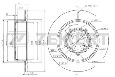 ZEKKERT BS-5738 Тормозные диски  для LEXUS LS (_F2_) 400 (UCF20_)
