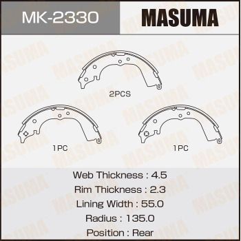 Комплект тормозных колодок MASUMA MK-2330 для TOYOTA HIACE