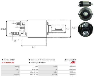 Elektromagnetický spínač, štartér AS-PL SS6050