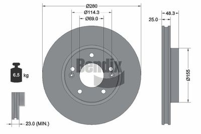 спирачен диск BENDIX Braking BDS2352