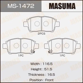 Комплект тормозных колодок MASUMA MS-1472 для TOYOTA MR2