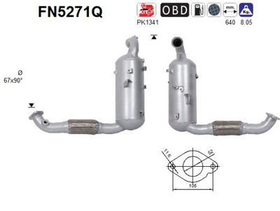 Filtr sadzy / filtr cząstek stałych, układ wydechowy AS FN5271Q