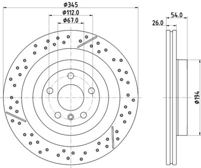 Тормозной диск HELLA 8DD 355 132-461 для MERCEDES-BENZ GLS