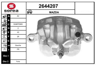 EAI 2644207 Тормозной суппорт  для MAZDA E (Мазда Е)