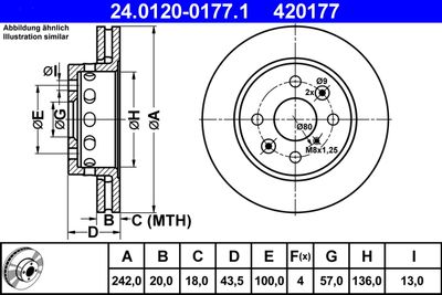 Тормозной диск ATE 24.0120-0177.1 для KIA SHUMA