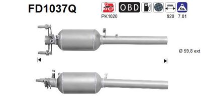 Filtr sadzy / filtr cząstek stałych, układ wydechowy AS FD1037Q