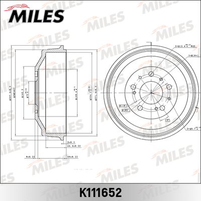 Тормозной барабан MILES K111652 для FIAT DUCATO