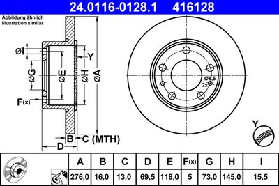 Тормозной диск ATE 24.0116-0128.1 для IVECO DAILY