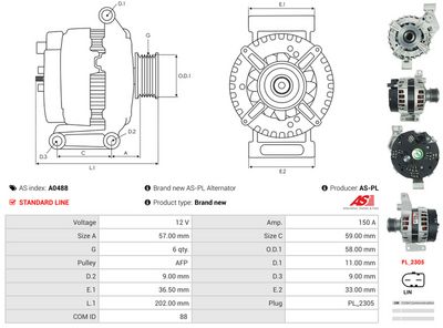 GENERATOR / ALTERNATOR AS-PL A0488 4