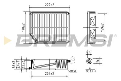 BREMSI FA0594 Воздушный фильтр  для SUZUKI GRAND VITARA (Сузуки Гранд витара)
