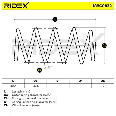 пружина за ходовата част RIDEX 188C0832