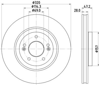 Тормозной диск HELLA 8DD 355 132-251 для HYUNDAI TUCSON
