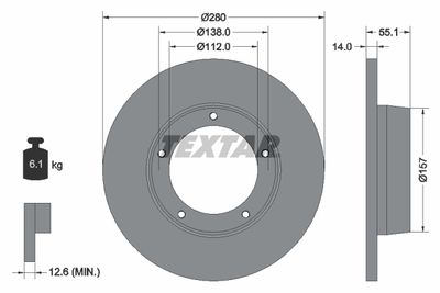 Тормозной диск TEXTAR 92081100 для PEUGEOT J9