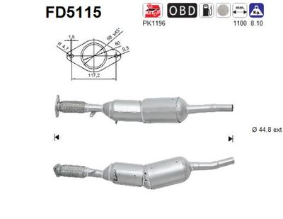 Filtr sadzy / filtr cząstek stałych, układ wydechowy AS FD5115