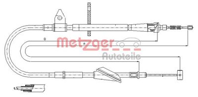 Тросик, cтояночный тормоз METZGER 11.5743 для OPEL AGILA