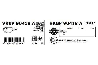 Brake Pad Set, disc brake VKBP 90418 A