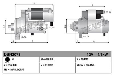 Startmotor DENSO DSN2078 för YANMAR