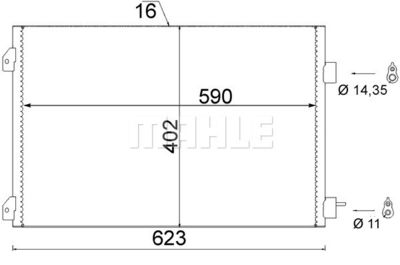 Конденсатор, кондиционер MAHLE AC 650 000S для RENAULT THALIA