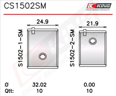 лагер (втулка) на разпределителния вал KING CS1502SM0.25