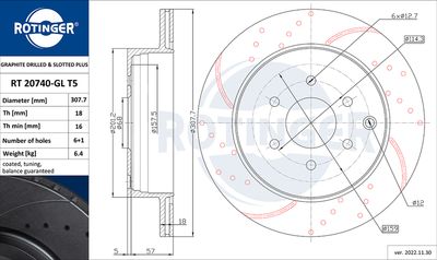 спирачен диск ROTINGER RT 20740-GL T5