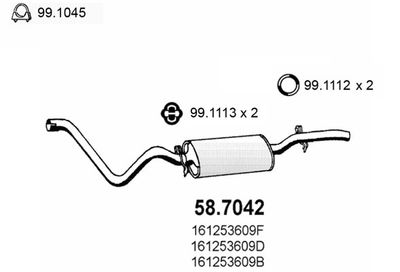 Глушитель выхлопных газов конечный ASSO 58.7042 для VW JETTA