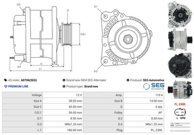 GENERATOR / ALTERNATOR AS-PL A0706SEG 4