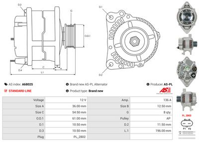 GENERATOR / ALTERNATOR AS-PL A6802S 4